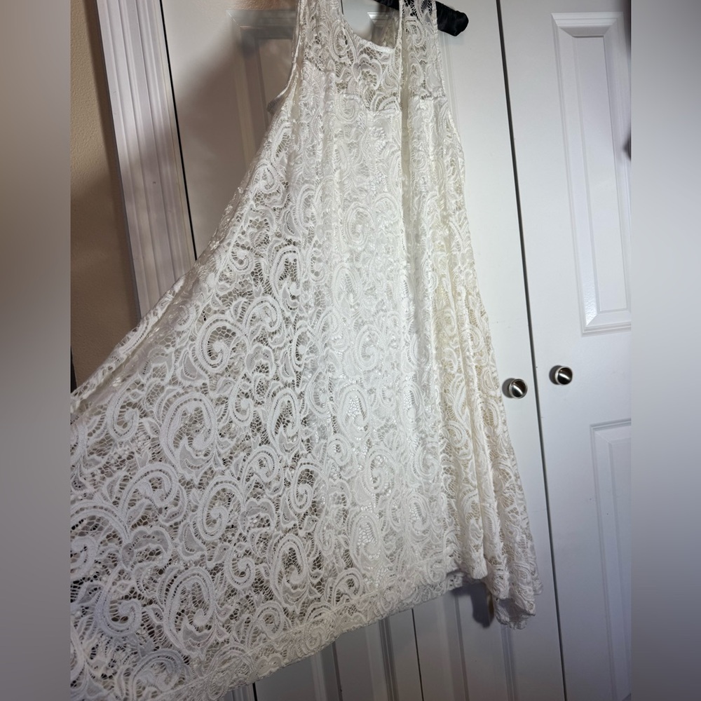 Lane Bryant White/Ivory Lace Maxi Dress